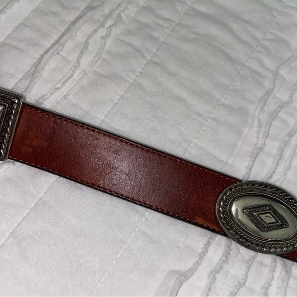 Vintage Brighton Brown Leather Belt with Silver Medallions women’s large - Picture 10 of 13